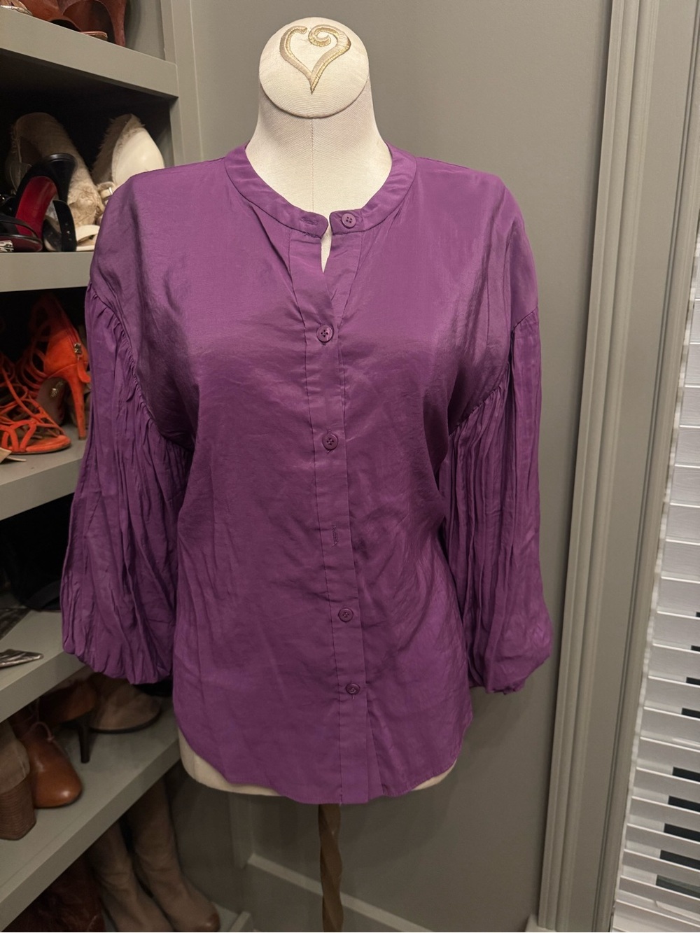 Purple Button-Front Women's Blouse